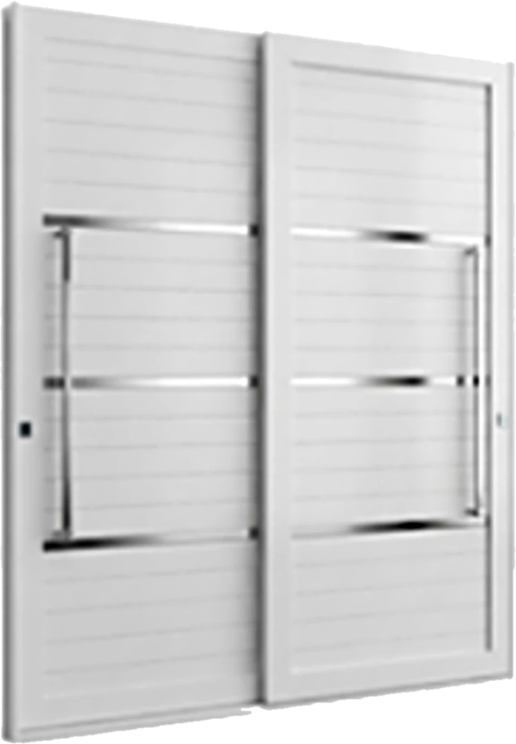 Porta de correr Linha Premium com lambril e frisos em inox